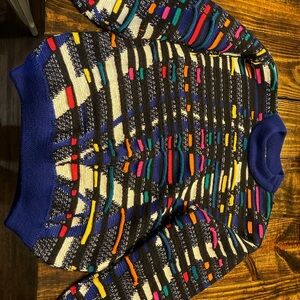 COOGI Blue and Black Crewneck Sweater Vibrant Pattern